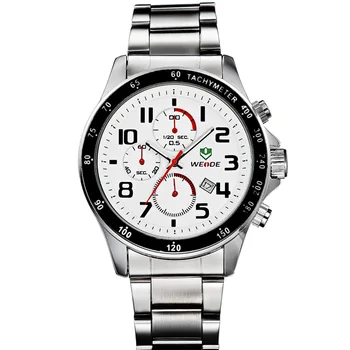 Luxury Brand WEIDE Watch Men Stainless Steel Complete Calendar Relogio Masculino Fashion Male Quartz Business Watches Military