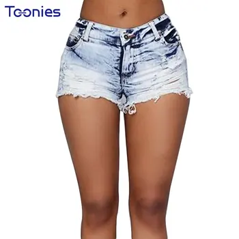 Women's Denim Shorts 2017 Summer New Burr Hole Denim Shorts Ripped Jeans-shorts All-mattch Boyfriend Style Plus Size