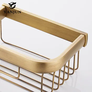 Yanjun Brass Chrome Plated Bath Towel Holder Basket Storage Rack Accessories For Bathroom single tier shelf YJ-8513