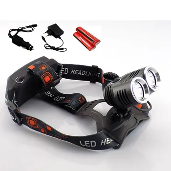 Cree T6 Headlamp High Power Bright Head Light Lamps 4000 Lumens Headlight Frontal Flashlight with 18650 battery + AC charger