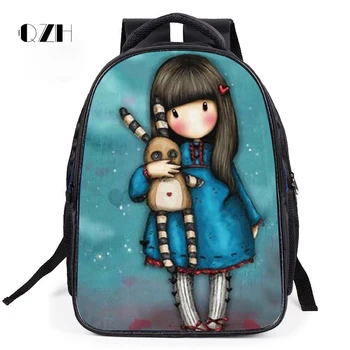 QZH Children Nylon Waterproof Cartoon Printing Backpack Primary School Backpacks Children School Bags For Kids Girls Gifts