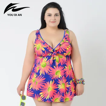 Women Plus Size Swimwear 2017 New Woman Swimwear Floral Plus Size Swimsuit One Piece Bathing Suit Girl Beach suit