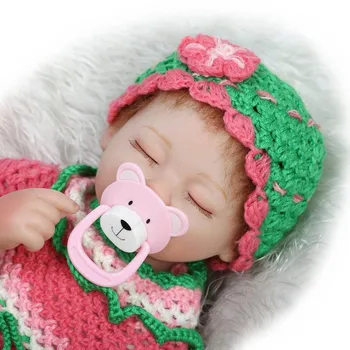 42cm 17inch Reborn-Baby-Doll With Colourful Handmade Sweater Sleeping Bonecas Bebes Reborn Menina For Kids As Toys
