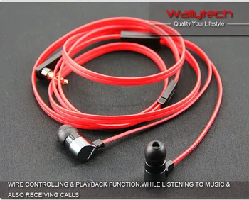 Wallytech WHF-125 Super bass sound in-ear metal Earphone with Microphone For Apple iOS iPhone6/6S 6Plus Samsung S7 S6 Earphone