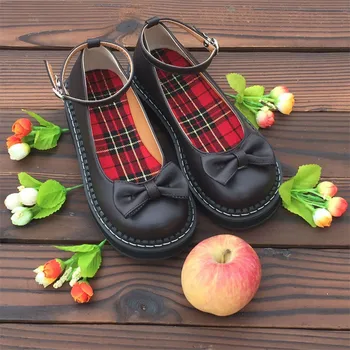 LIN KING Spring Autumn Women Mary Janes Pumps Casual Wedges Lolita Shoes Solid Round Toe Buckle Retro Single Shoes Cosplay Shoes