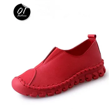 Creepers Rushed New Pu Basic Slip-on Solid 2017 Women's Genuine Shoes Handmade Soft Bottom Casual Flat Round Pregnant Lazy
