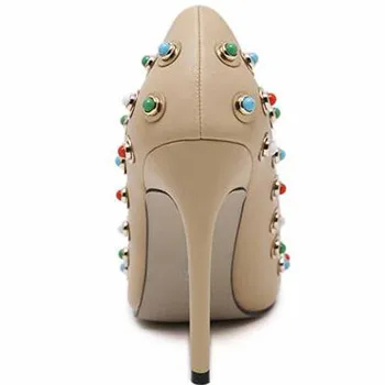 2016 Fashion Autumn Winter Luxury Tmperament Colorful Rhinestone Lady High Heels Women Pumps Wedding Party Shoes Zapatos