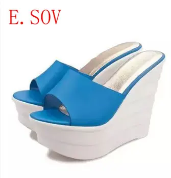 ESOV Hot 2017 High Heels Women Flip Flops Summer Sandals Platform Wedges Slippers Girl's Fashion Beach Shoes
