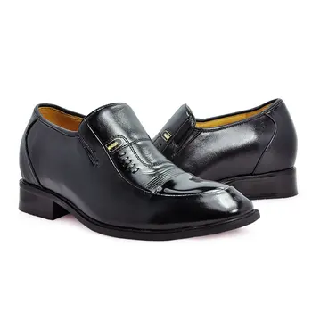 8125 -Real Oxhide Men Dress Loafer Office Boss Wearing Gentry Elegant Style Black Leather Shoes height increase taller 7CM