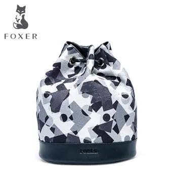 FOXER brand 2017 new quality leather bag famous brand camouflage fashion stitching bucket bag leisure backpack