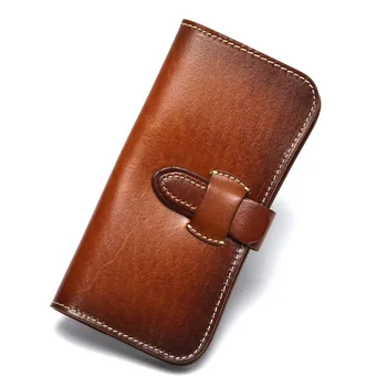 Handmade Tanned Leather with A Handbag Leather Personalized Cloth Simple European and American Retro Fashion Pure Leather Wallet