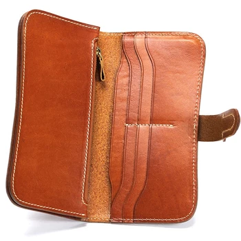 Handmade Tanned Leather with A Handbag Leather Personalized Cloth Simple European and American Retro Fashion Pure Leather Wallet