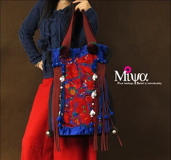 Original MIYA 2017 national trend women's handbag embroidery fashion shoulder bag ladies canvas travel bag