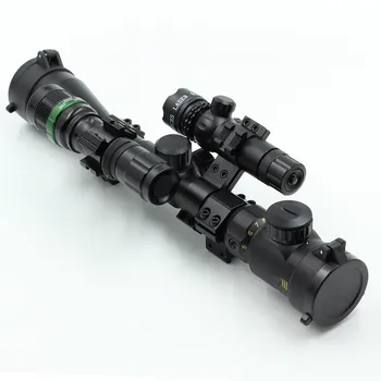 3 in1 high definition 3-9X40EG Riflescope +flash light+red laster set scope sight with mount for hunting gun bird watch