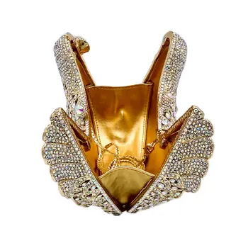 Crystal AB Women Evening Bags Golden Bird Minaudiere Handbag Purse Clutches Bridal Wedding Part Clutch Purses Bolsos de Noche