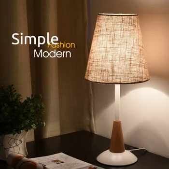 Modern Nordic Minimalist Solid Wood Fabric Led E27 Table Lamp For Bedroom Bedside Living Room Reading Lamp H 46cm 1037