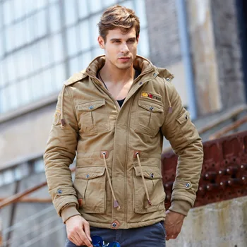 New men's Fleece Parkas 2017 Fashion Embroidery Hooded Plus Size Thicked Casual Uniform Jacket Coat For Men D20F9933