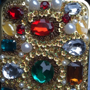 Luxury Handmade Colorful Bag Women Gold Pearl Evening Bag Bridal Fashion Diamond Dinner Bag Gemstone Handbags