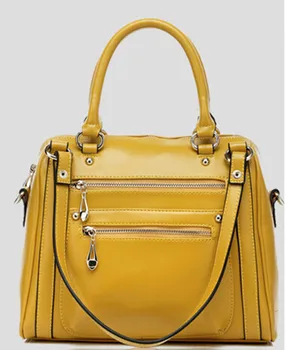 The western style fashion rivet genuine leather handbag multifunctional one shoulder aslant handbag women messenger bag