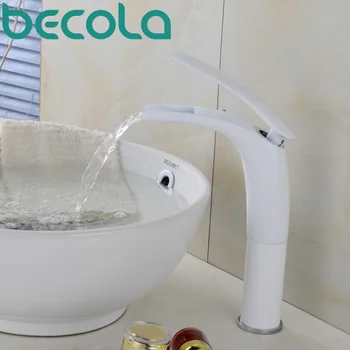 Becola faucet grilled white basin tap hot and cold water bathroom waterfall faucet B-1537