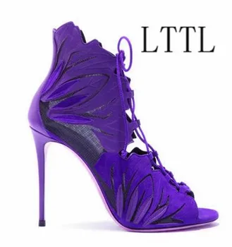 2017 women shoes high heel sandals sexy peep toe summer pumps lace-up floral women sandals red purple black sandals feminina