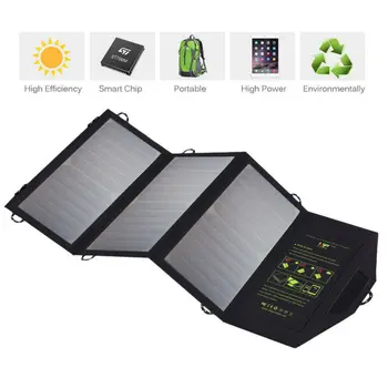 Foldable Portable Solar Panel Charger External Solar Power Charger Charge for USB Ports Digital Devices for Outdoor Activities.