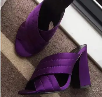 Brand Designer Leather Summer Shoes Women Square High Heel Slides Vintage Gladiator Sandals Wholesale Drop Shipping