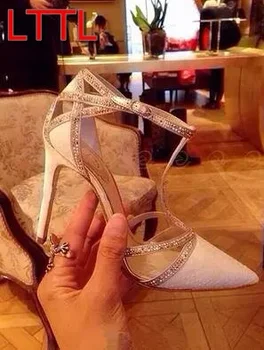 2017 New collection Women point toe pumps T strap High Heels rhinestone stud wedding shoes bridal pumps women thin heel