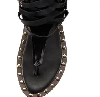 Latest Designed women shoes black brown solid sandals zipper fringe women comfortable flat shoes fashion ankle strap