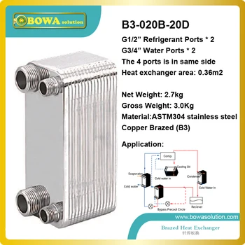 B3-020A-20D copper brazed stainless steel small hole channel plate heat exchanger for home central air conditioner