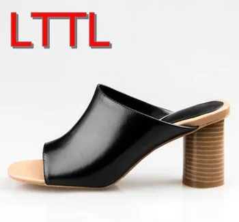 2017 Women Slides Sandals Sexy Peep Toe High Heel Wood Heel Gladiator Sandals celebrity shoes Slip on Causal Women Shoes