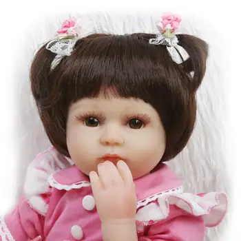18Inch Soft Silicone Reborn Doll 45CM Vinly Reborn Baby Dolls Princess Dress Girls With Pecifier Mohair Bonecas Gifts