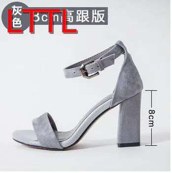 2017 New ankle strap Sandals square Heel Open Toe Gladiator Sandals Summer Sexy buckle Sandals Wedding High Heel