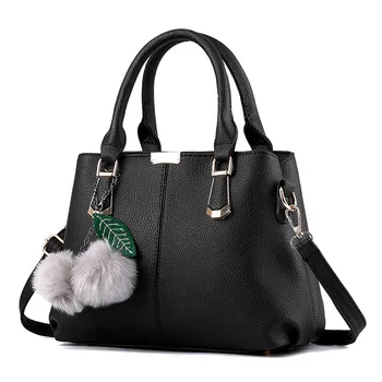 Elegant Casual Women Handbag Shoulder Bag Black PU Multifunction Crossbody Messenger Zipper