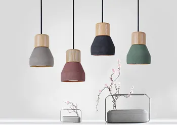 American Country Style Wooden Cement Pendant Light 180cm wire E27 / E26 Droplight 4 colors wood indoor Decoration Hanging Lamp