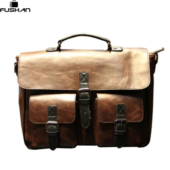 Crazy horse Leather men Handbags Vintage Multipurpose men Handbag Shoulder Bags Brand Business men bag new Fashion Travel Bag