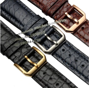 22mm Alligator Leather watchbands New Men Brown Watch Band Strap Bracelet Gold steel Deployment Clasp For Brand luxury fashion