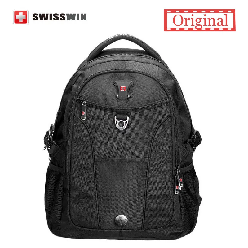 Swisswin Fashion Business Laptop Backpack Multi-Compartment Men's Backpack Computer Bagpack for Teenage students Black Red