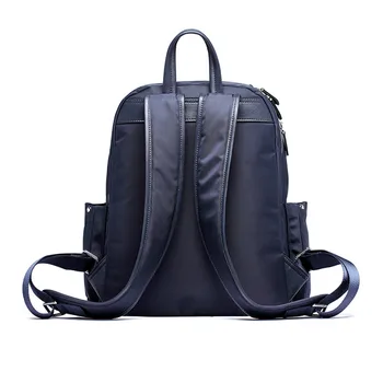 Teemzone Japan and Korean Style Unisex Genuine Leather Fashion Nylon Backpack Messenger Shoulder Bag Simple Backpack T8896