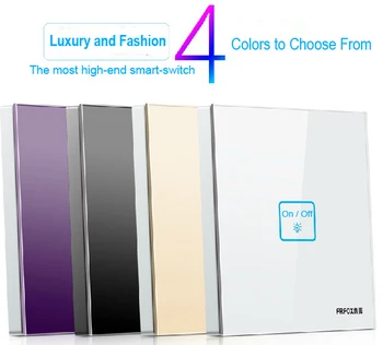 2 gangs 1 way Purple Glass touch wall light switch,Customize words LED Light micro switch for any lamps,