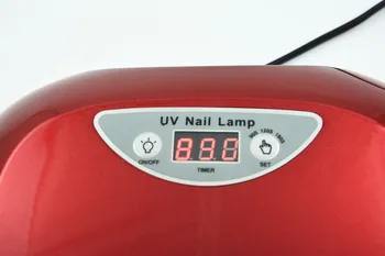New 36W Red UV Lamp 220-240V Gel Curing Nail Dryer (EU Plug) with 4pcs 365nm UV Bulb nail tools