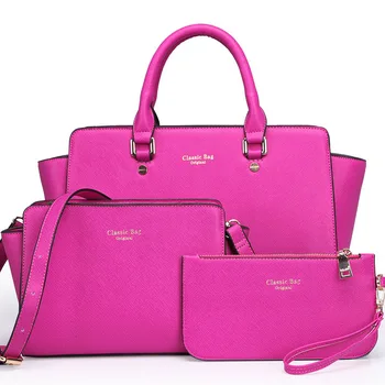 2016 New brand solid leather bag Korea handbag women medium big tote bags female crossbody bags for women handbag 3 sets