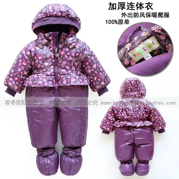 New Fashion autumn winter romper baby clothing baby girl princess cotton rompers newborn purple print flowers lovely overalls