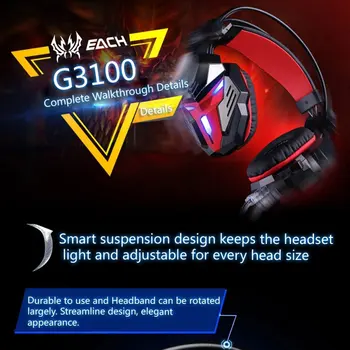 G3100 Vibration Function Pro Gaming Headphone Games Headset with Mic Stereo Bass LED Light for PC Gamer