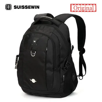 Suissewin School Backpack Men Women Backpack Black Mochila Waterproof Nylon Laptop Backpack A4 Bookbag
