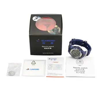 SUNROAD Multifunction Men Digital Fishing Watch Altimeter Watch Compass Pedometer World Time Backlight LED Watch Men Alarm FR826