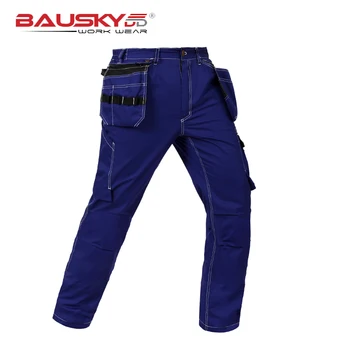 Summer light weight twill durable grey cargo work pant long trousers mechanic workwear