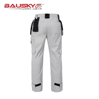 Summer light weight twill durable grey cargo work pant long trousers mechanic workwear