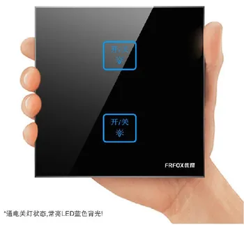 2 gang 2 way Glass Gold touch light wall switch,LED Indicator Smart touch switch Panel, Free Customize,
