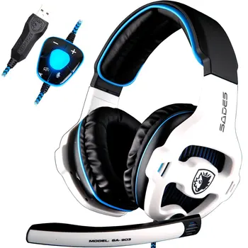 SADES 903 Surround Sound Pro USB PC Stereo Noise-Canceling Gaming Headset with High Sensitivity Mic Volume-Control LED